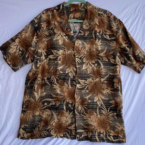 CARIBBEAN S/S Button-Up No-Tuck Hawaiian Shirt Men's Sz Large